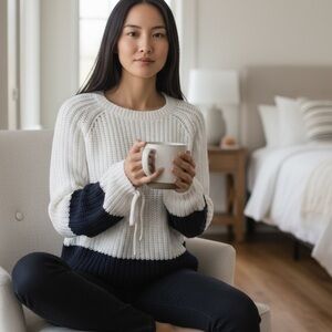 360 Sweater Lilah Colorblock Stripe
Sweater Blue White, New with Tags